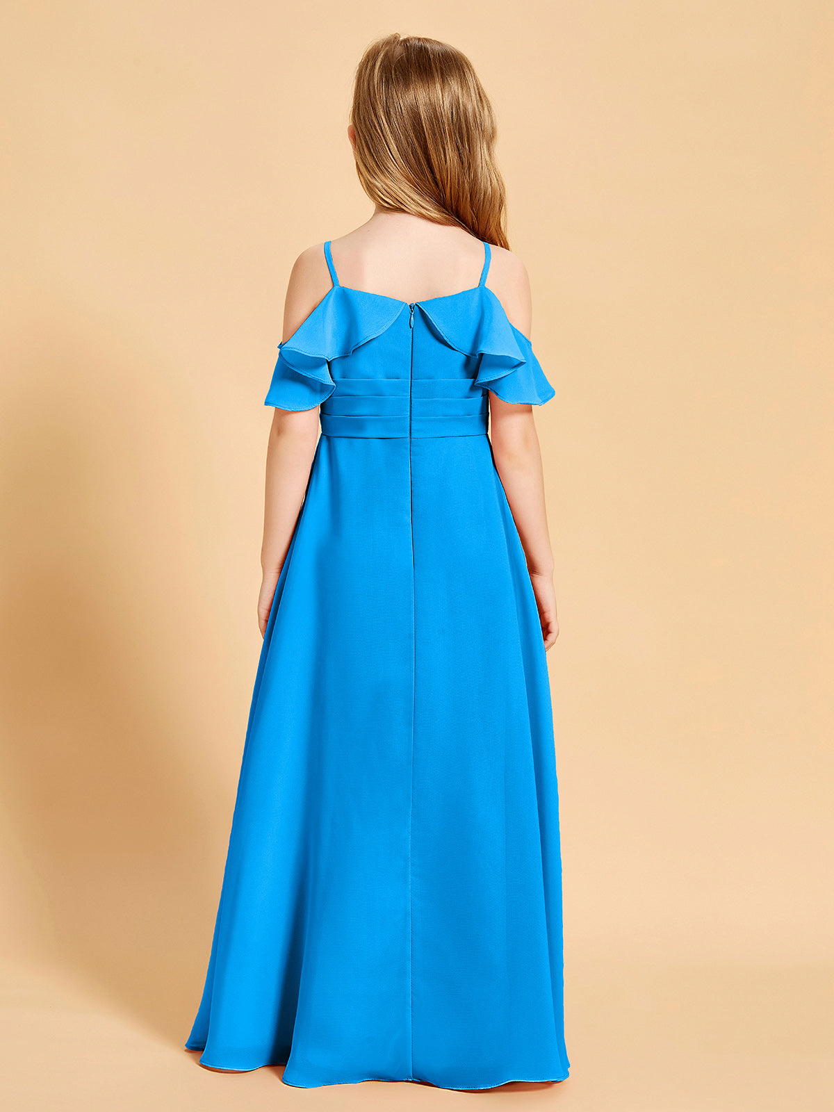 Off-the-Shoulder Bridesmaid Gown for Juniors Ocean Blue